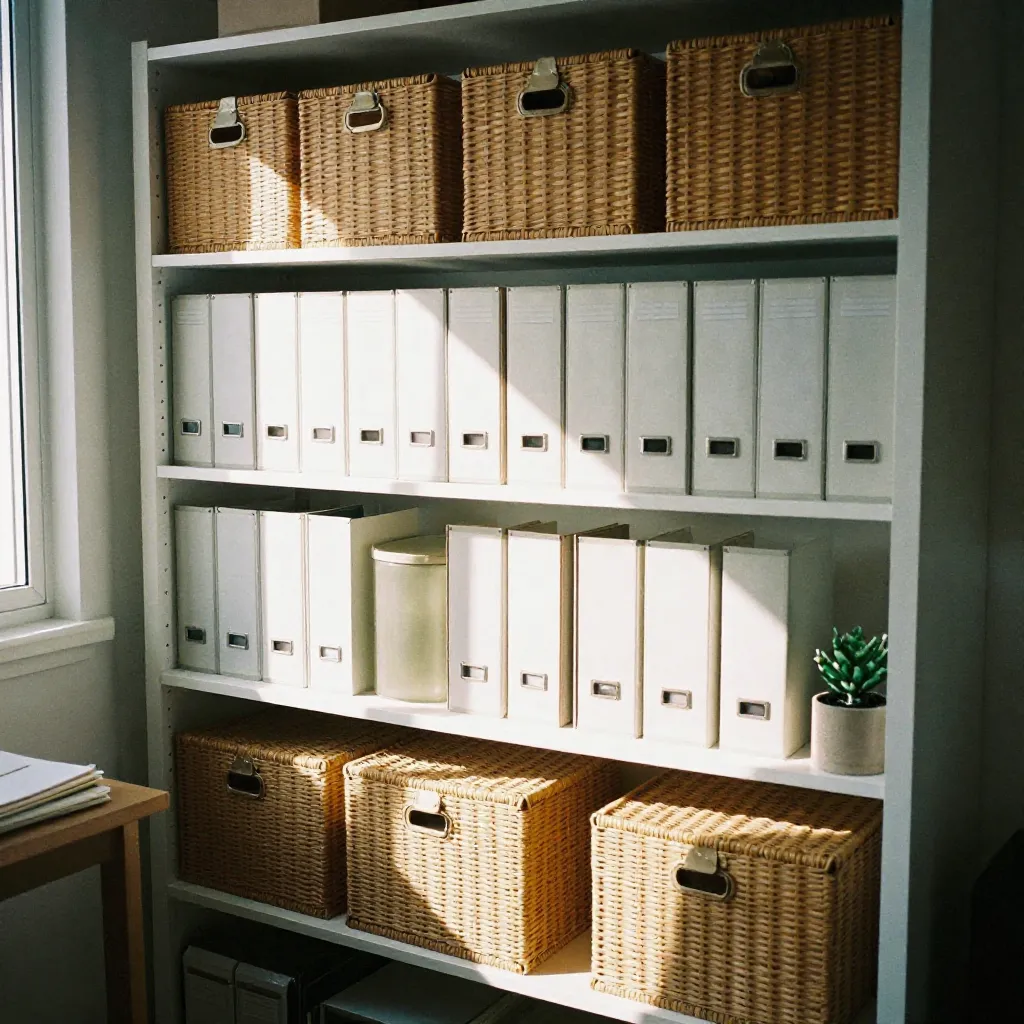 Organiseret kontor med mærkesystem